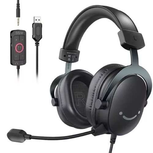 Audífonos gamer Fifine h9 con conector de 3,5mm y usb