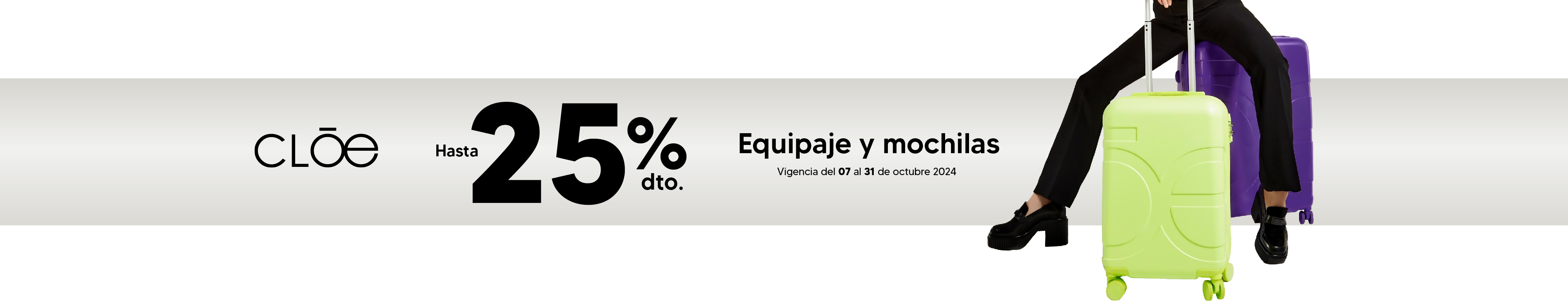 CLOE con hasta 25% en equipajes y mochilas 