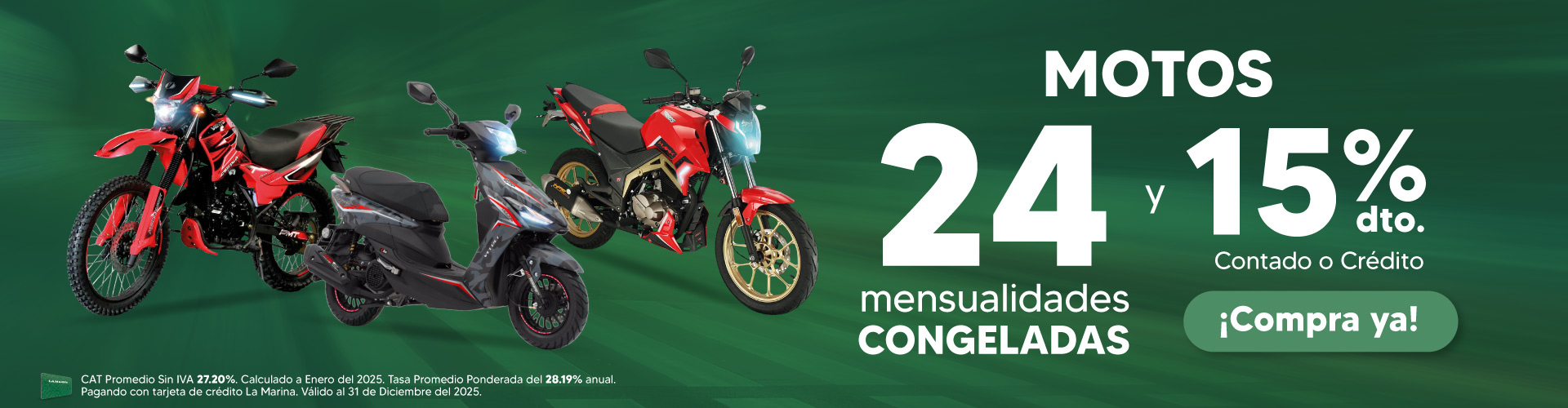 Motos con 24 Mensualidades congeladas 